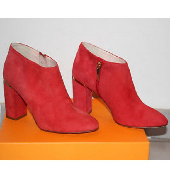 Kate Spade darota red suede ankle bootie boots heels size 6.5 nwot - Picture 1 of 5